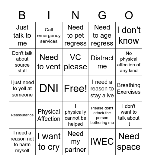 How To Help Bingo Card