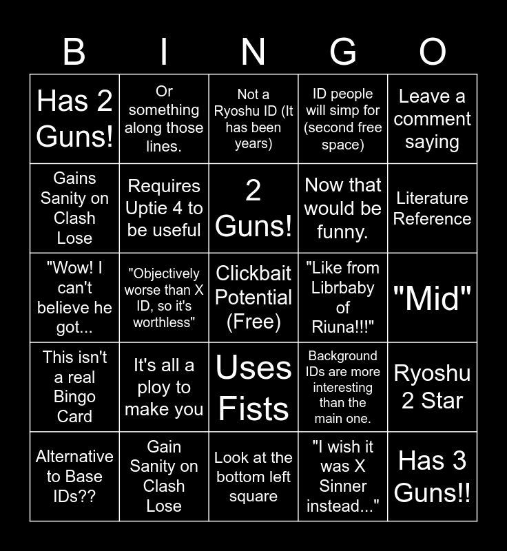 ID Releases Bingo Card