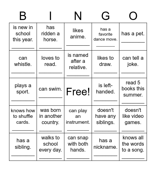 Find someone who... Bingo Card