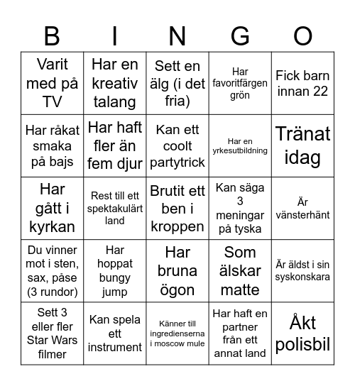 Hitta någon som Bingo Card