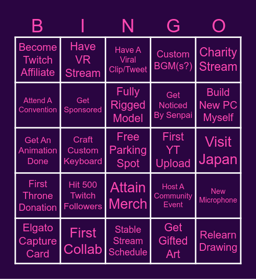 GOALS Bingo Card