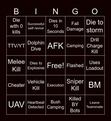 Warzone 2 Bingo Card