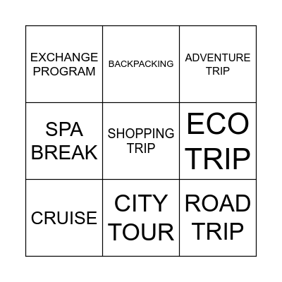 Expansion 1 - Kinds of trips Bingo Card