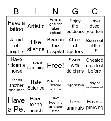 Ice Breaker Bingo Card