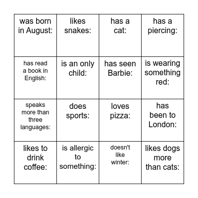 Find someone who... Bingo Card