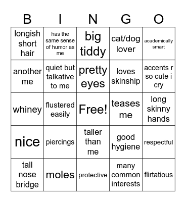 my typa Bingo Card