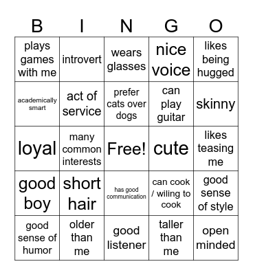 Are you my type? Bingo Card