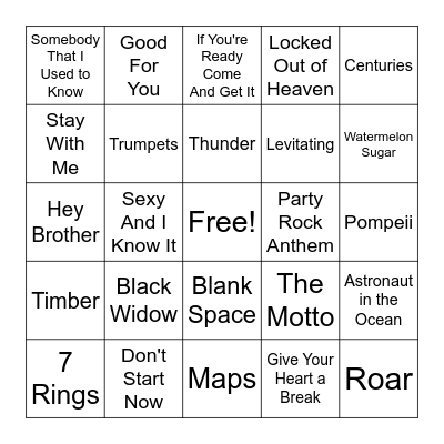 2010s & '20s Bingo Card