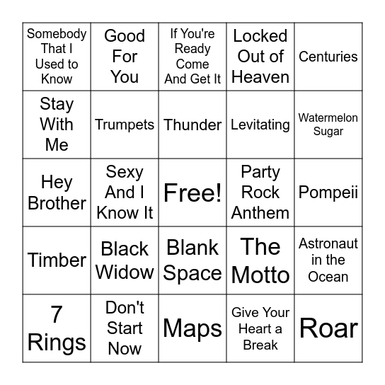 2010s & '20s Bingo Card