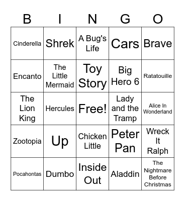 Disney Bingo MM Bingo Card