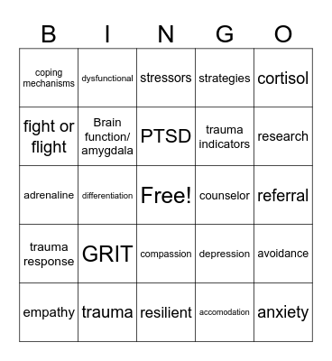 PD Bingo Card