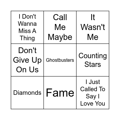 SMASH HITS Bingo Card