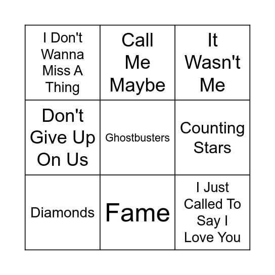 SMASH HITS Bingo Card