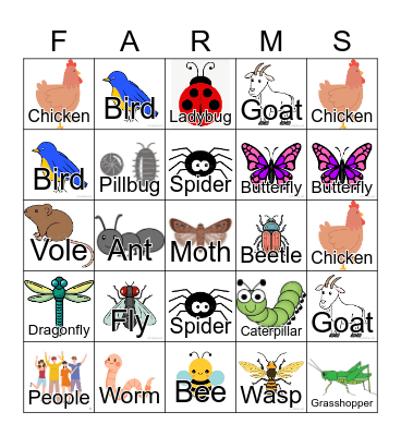 Animal Bingo Card