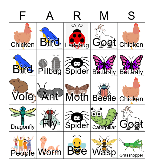 Animal Bingo Card