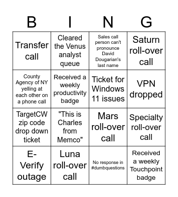Untitled Bingo Card