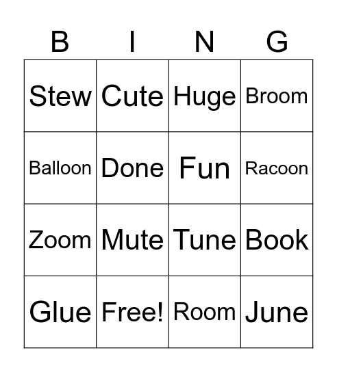 Week 1 Spelling Bingo Card