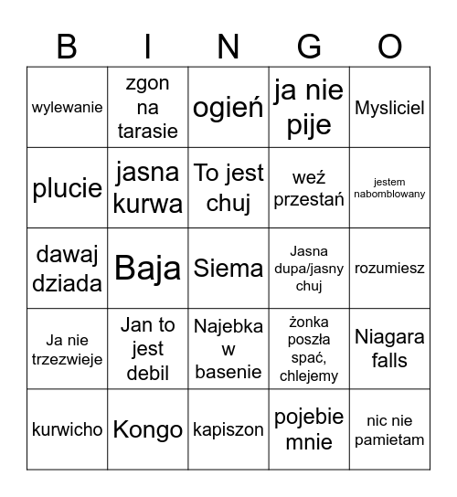 Sutorowe bingo Card