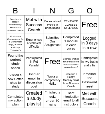 CBE Bingo Card