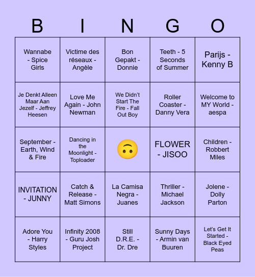 Muziekbingo Card