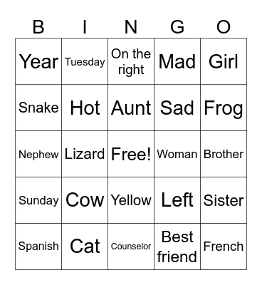 ASL foundational basics Bingo Card