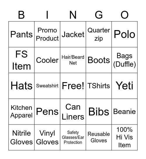 Catalog Bingo Card