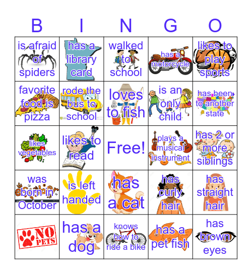 Get to know you bingo Card