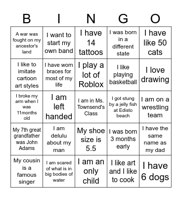 Theatre One 3rd Block Bingo Card