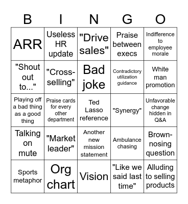 Town Hall Bingo Card