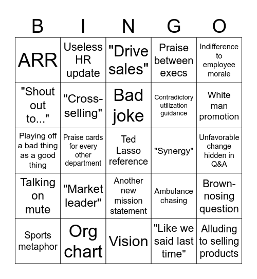 Town Hall Bingo Card