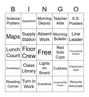 Classroom Tour and Procedures! Bingo Card