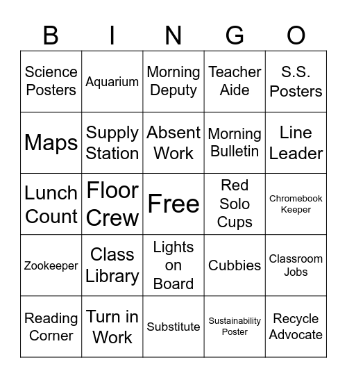 Classroom Tour and Procedures! Bingo Card