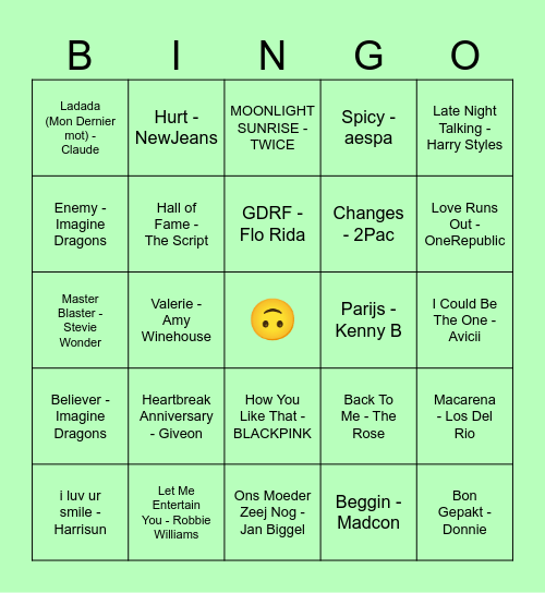 Muziekbingo Card