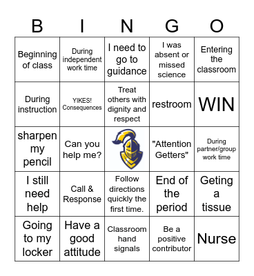 Back to School BINGO Card