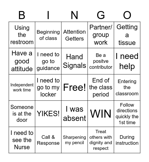 BINGO Card