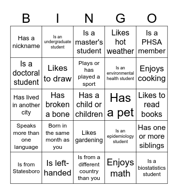 Getting to Know BEES Bingo Card