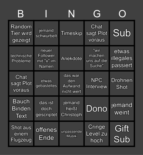 Doku Bingo Card