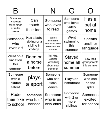 Ice Breaker BINGO Card