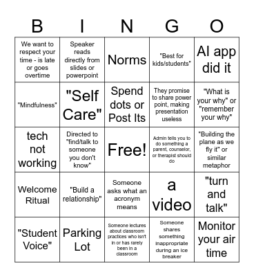 TRI Days Bingo Card