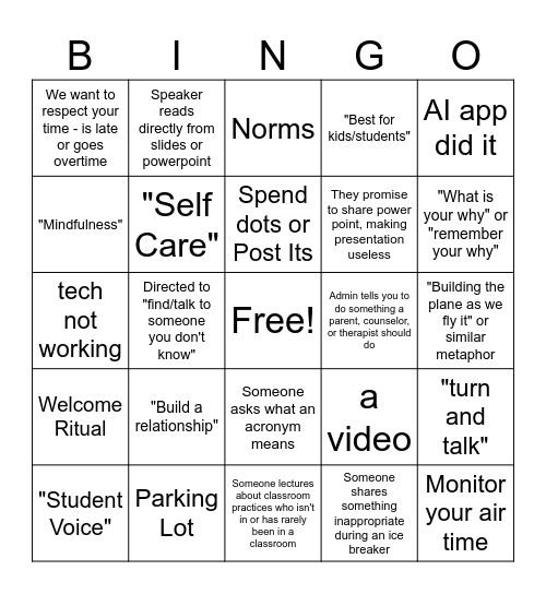 TRI Days Bingo Card