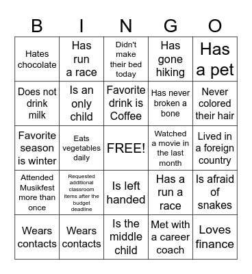 SMS Get to Know You Bingo Card