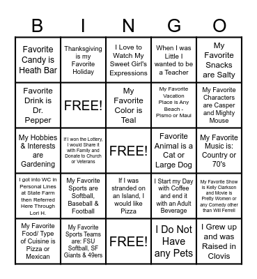 Meet Me Bingo Card