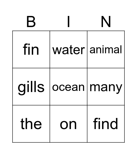 Summer Unit-Week 2 Words Bingo Card