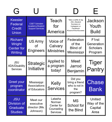 TRIO SSS Student Success Gallery Bingo Card