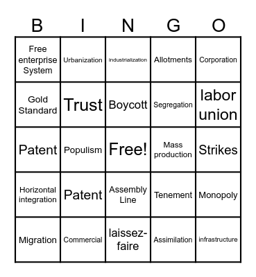 Unit 1 Vocabulary Bingo Card