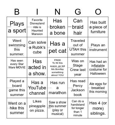 People Bingo Card