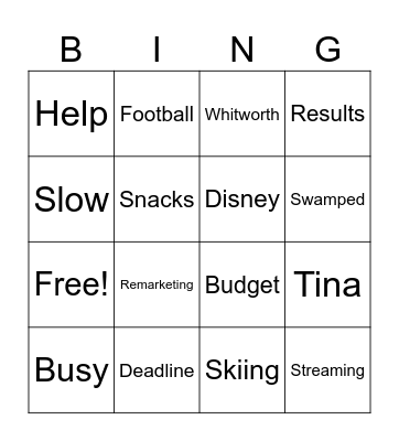 Power Marketing Bingo Card