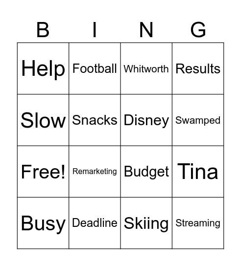 Power Marketing Bingo Card