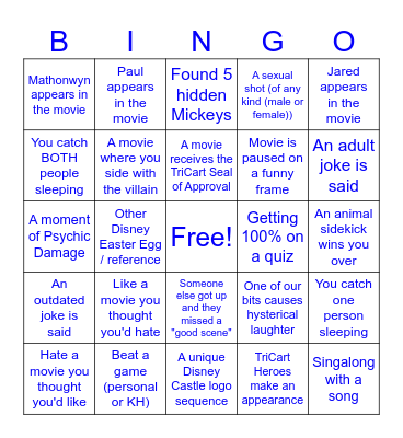 Disney Bingo Card