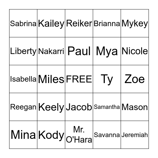 Valentine's Day Bingo Card